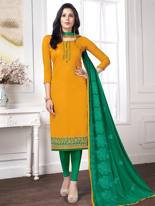 embroidered unstitched churidaar suit - 15591434 - Very Small Image - 1