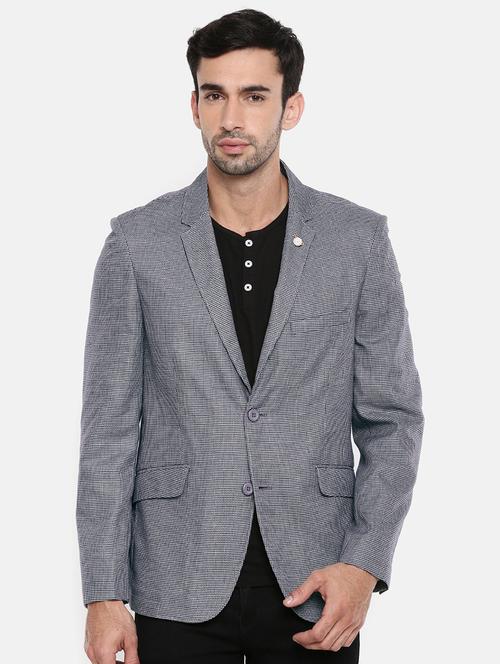 grey cotton single breasted casual blazer - 15601643 - Very Small Image - 1