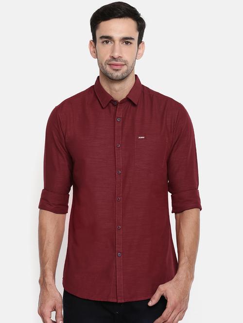 maroon cotton casual shirt - 15601665 - Very Small Image - 1