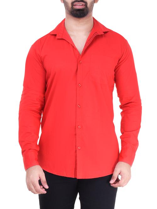 red cotton blend casual shirt - 15603805 - Very Small Image - 1