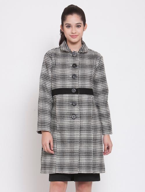 checked woolen pea coat - 15603967 - Very Small Image - 1