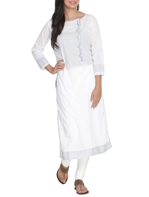 placket detail straight kurta - 15604690 - Very Small Image - 1