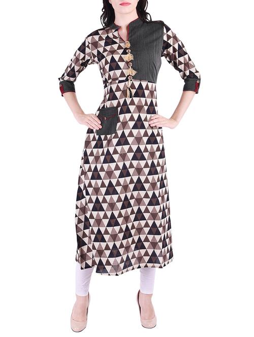 a-line geometrical kurta with tassels - 15605405 - Very Small Image - 1