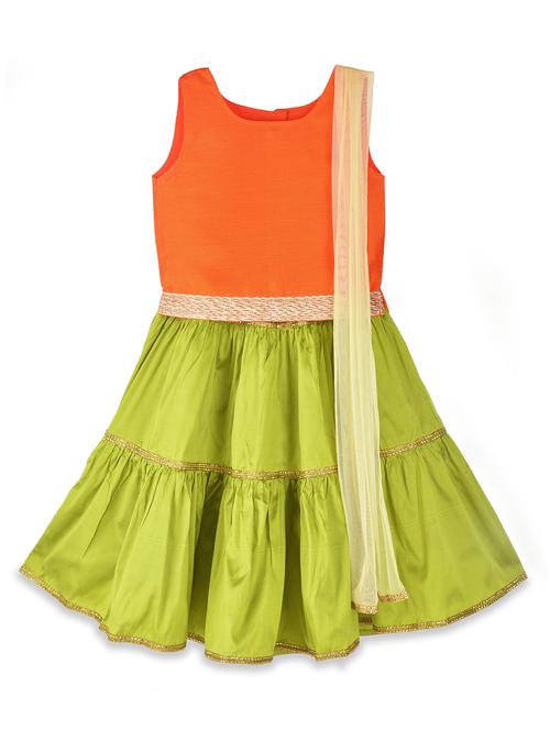 orange silk lehenga choli - 15606231 - Very Small Image - 1