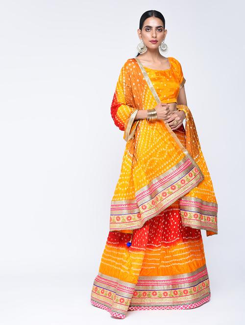 bandhani flared lehenga set - 15606533 - Very Small Image - 1