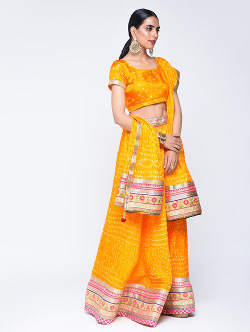 bandhani flared lehenga set - 15606542 - Very Small Image - 1