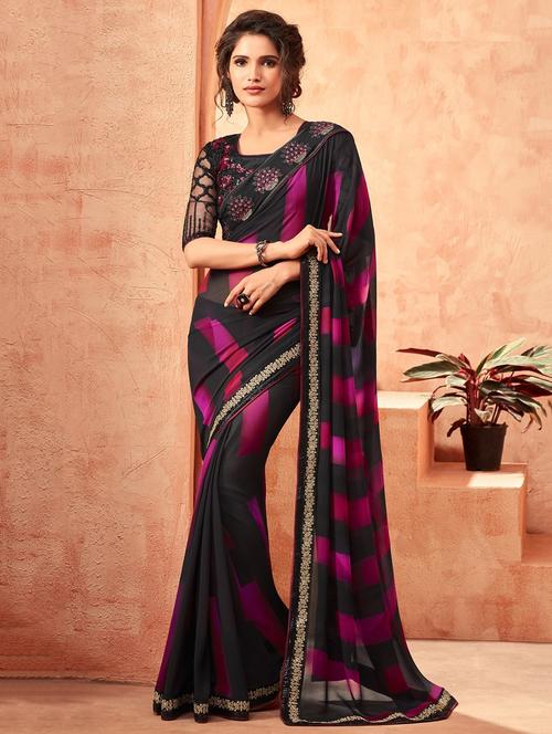 stripes printed saree - 15607147 - Very Small Image - 1