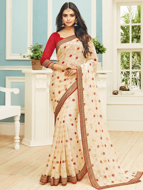 polka dots printed saree - 15607207 - Very Small Image - 1