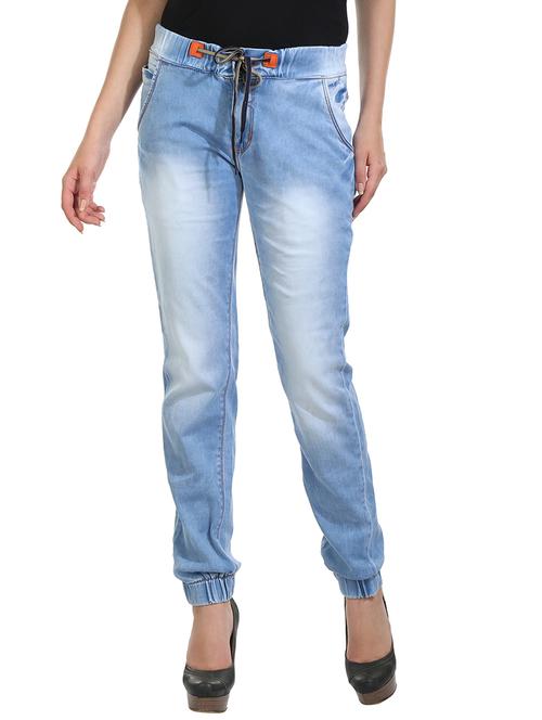 drawstring waist stone washed jeans - 15607329 - Very Small Image - 1