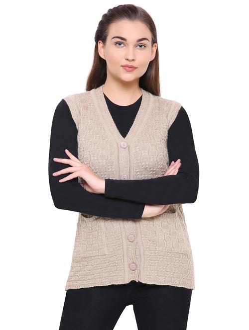beige cable knit sleeveless cardigan - 15607381 - Very Small Image - 1