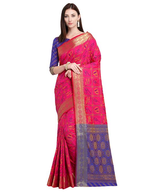 conversational zari motif patola saree with blouse - 15608498 - Very Small Image - 1