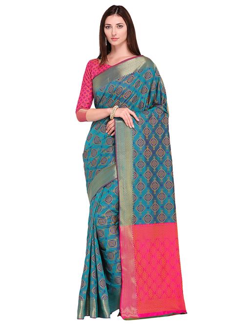 geometrical zari motif patola saree with blouse - 15608502 - Very Small Image - 1