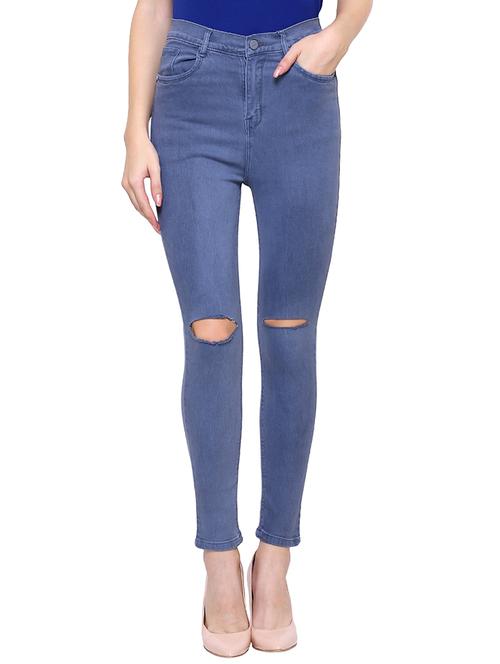high waist knee slash jeans - 15609078 - Very Small Image - 1