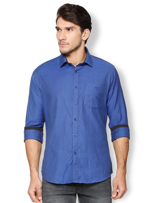 Blue Cotton Casual Shirt - 15609408 - Very Small Image - 1