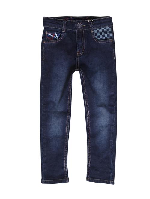 navy blue cotton washed jeans - 15609467 - Very Small Image - 1