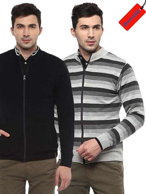 black acrylic reversible casual jacket - 15610442 - Very Small Image - 1