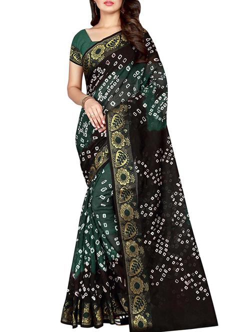 zari bordered bandhani  saree with blouse - 15610562 - Very Small Image - 1