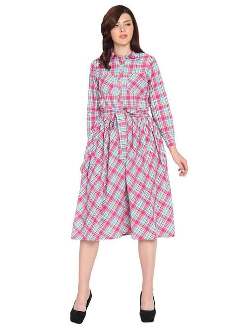 pocket patch checkered fit and flare dress - 15611722 - Very Small Image - 1