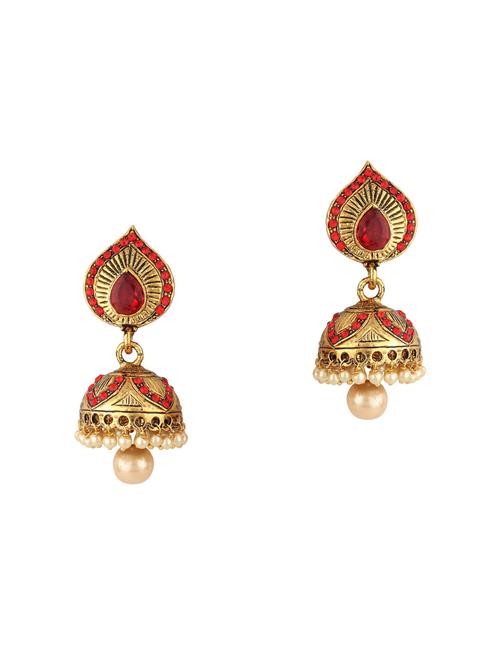 red gold tone jhumka - 15612445 - Very Small Image - 1