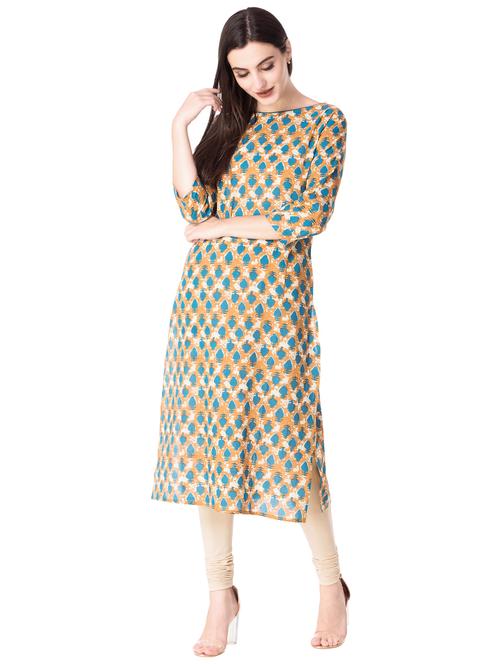printed straight kurta - 15612642 - Very Small Image - 1