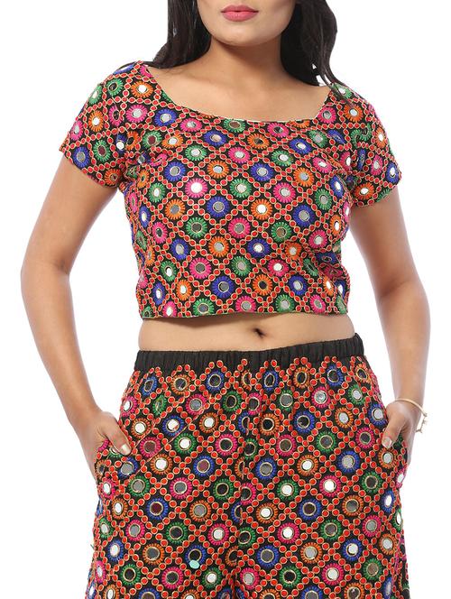 mirror work tie back crop top - 15613027 - Very Small Image - 1