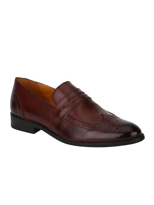 maroon leather formal slip ons - 15613237 - Very Small Image - 1