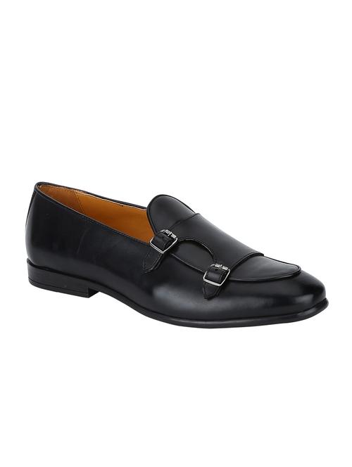 black leather slip on monk straps - 15613261 - Very Small Image - 1