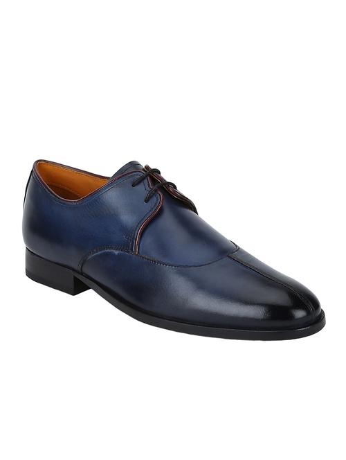 navy leather lace-up derbys - 15613340 - Very Small Image - 1