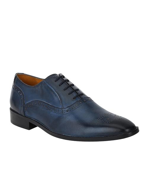 navy leather lace-up oxfords - 15613379 - Very Small Image - 1