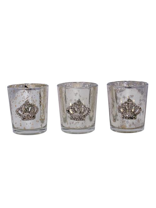 hand crafted glass votives with silver coated broach - 15614380 - Very Small Image - 1