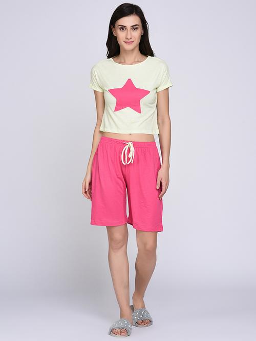star patch nightwear shorts set - 15614813 - Very Small Image - 1