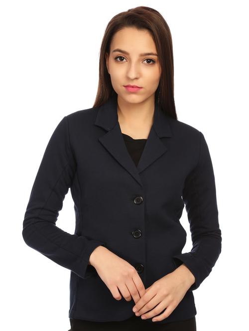 navy lapel neck solid blazer - 15614984 - Very Small Image - 1