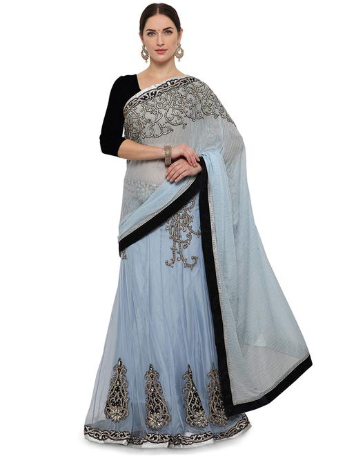 patchwork embroidered lehenga saree with blouse - 15615286 - Very Small Image - 1