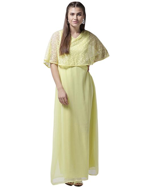 v neck laced overlay maxi dress - 15615419 - Very Small Image - 1