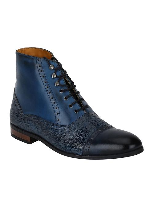 navy leather high ankle boots - 15616482 - Very Small Image - 1
