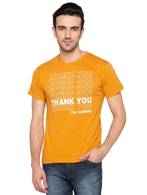 yellow cotton chest print tshirt - 15616836 - Very Small Image - 1