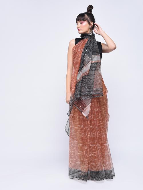 contrast border kota doria saree - 15619416 - Very Small Image - 1