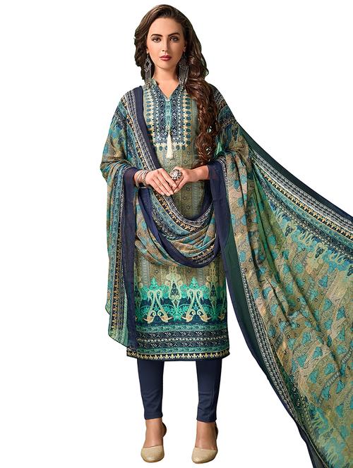 printed unstitched churidaar suit - 15619536 - Very Small Image - 1