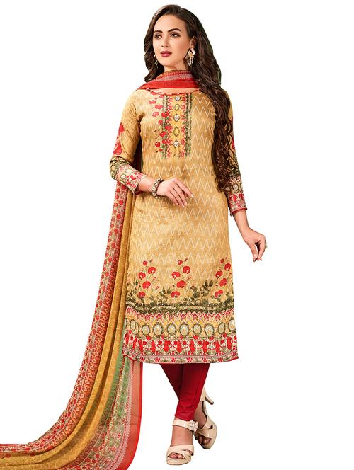 printed unstitched churidaar suit - 15619539 - Very Small Image - 1