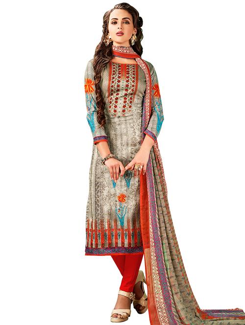 printed unstitched churidaar suit - 15619542 - Very Small Image - 1