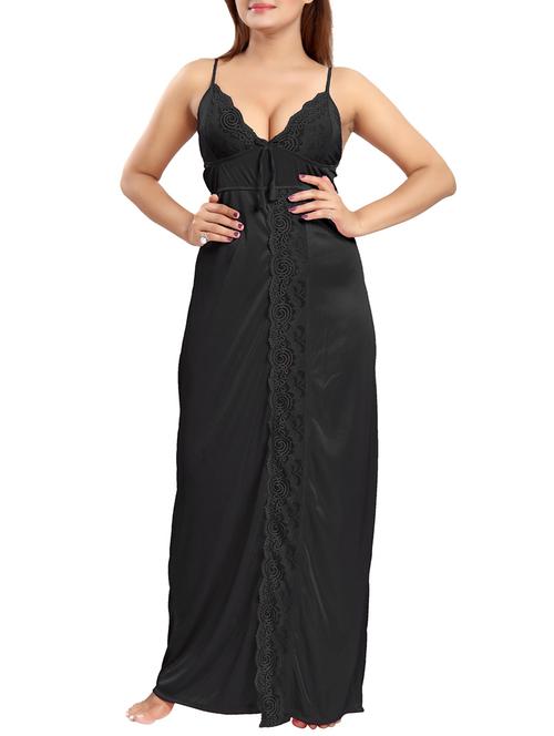 women black lace detailed nighty - 15619696 - Very Small Image - 1