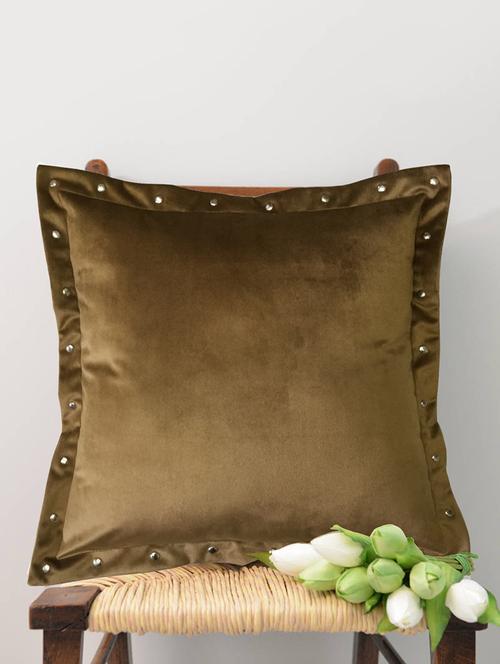 smooth tan velvet cushion covers with some metallic oomph (single pc, 16 - 15619774 - Very Small Image - 1