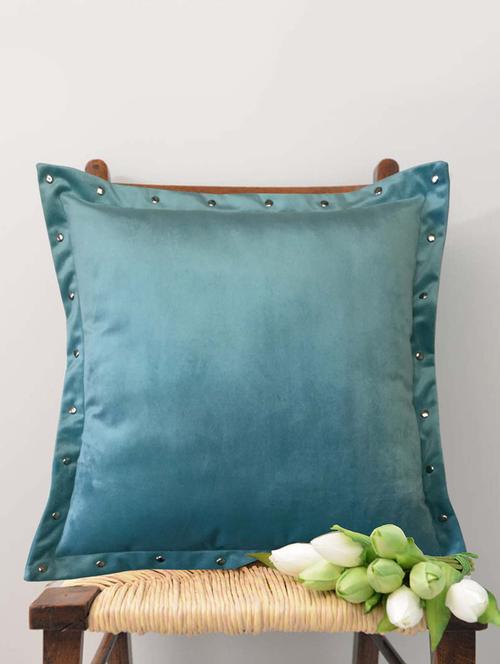 smooth turquoise velvet cushion covers with some metallic oomph (single pc, 16 - 15619778 - Very Small Image - 1