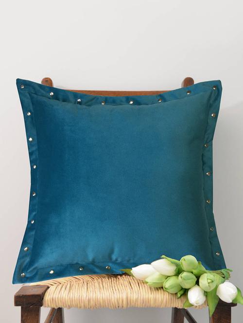 smooth sky blue velvet cushion covers with some metallic oomph (single pc, 16 - 15619779 - Very Small Image - 1