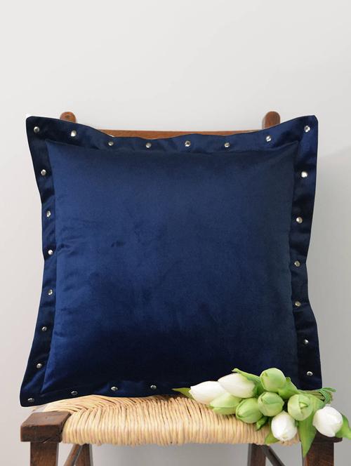 smooth navy blue velvet cushion covers with some metallic oomph (single pc, 16 - 15619780 - Very Small Image - 1