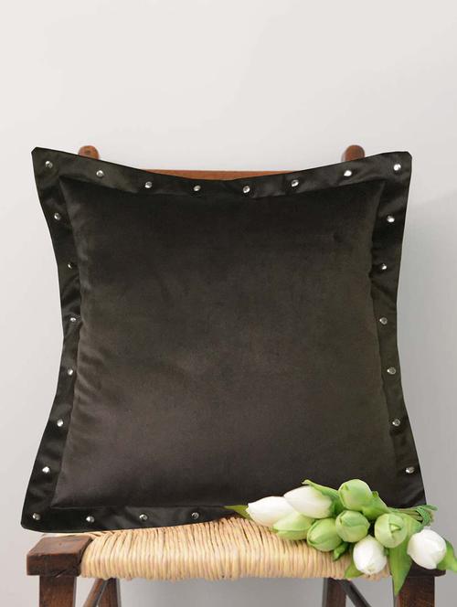 smooth chocolate brown velvet cushion covers with some metallic oomph (single pc, 16 - 15619781 - Very Small Image - 1