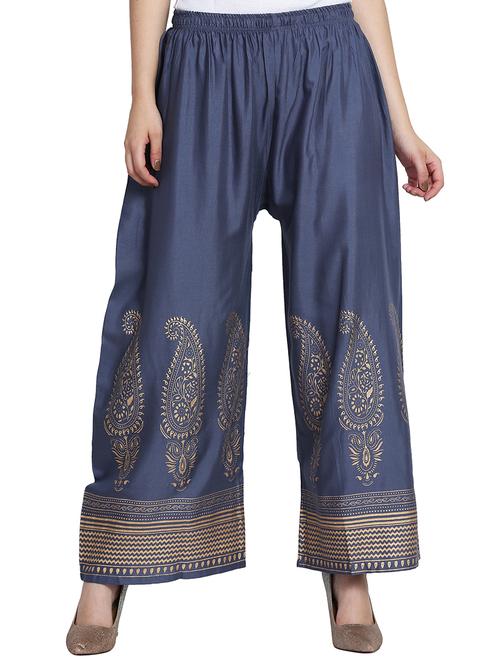 foil printed flared palazzo - 15620004 - Very Small Image - 1