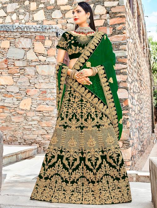 gold zari embroidered flared lehenga - 15620213 - Very Small Image - 1