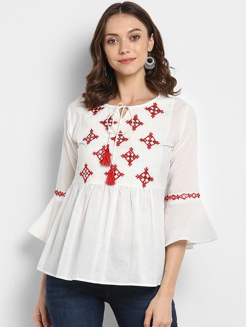 mirror embellished embroidered top - 15620483 - Very Small Image - 1