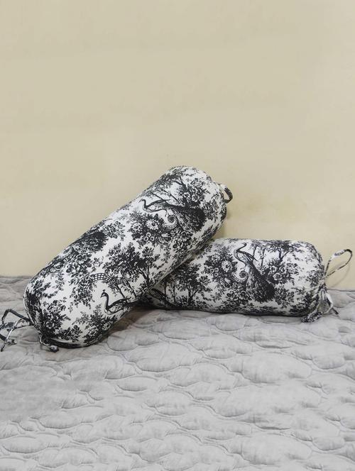 peacock printed bolster cover (set of 2 pc) - 15620528 - Very Small Image - 1